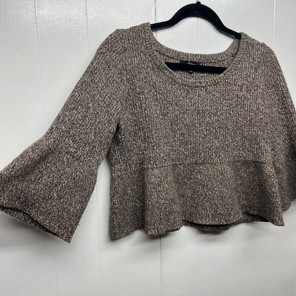 Express Merino Wool Blend Women's Pullover Knit Crop Brown Sweater Size Medium - Picture 6 of 12